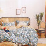 Sky blue leaf design bedsheet