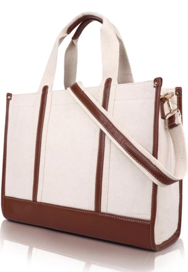 Women White Tan Handbag