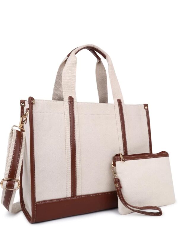 Women White Tan Handbag